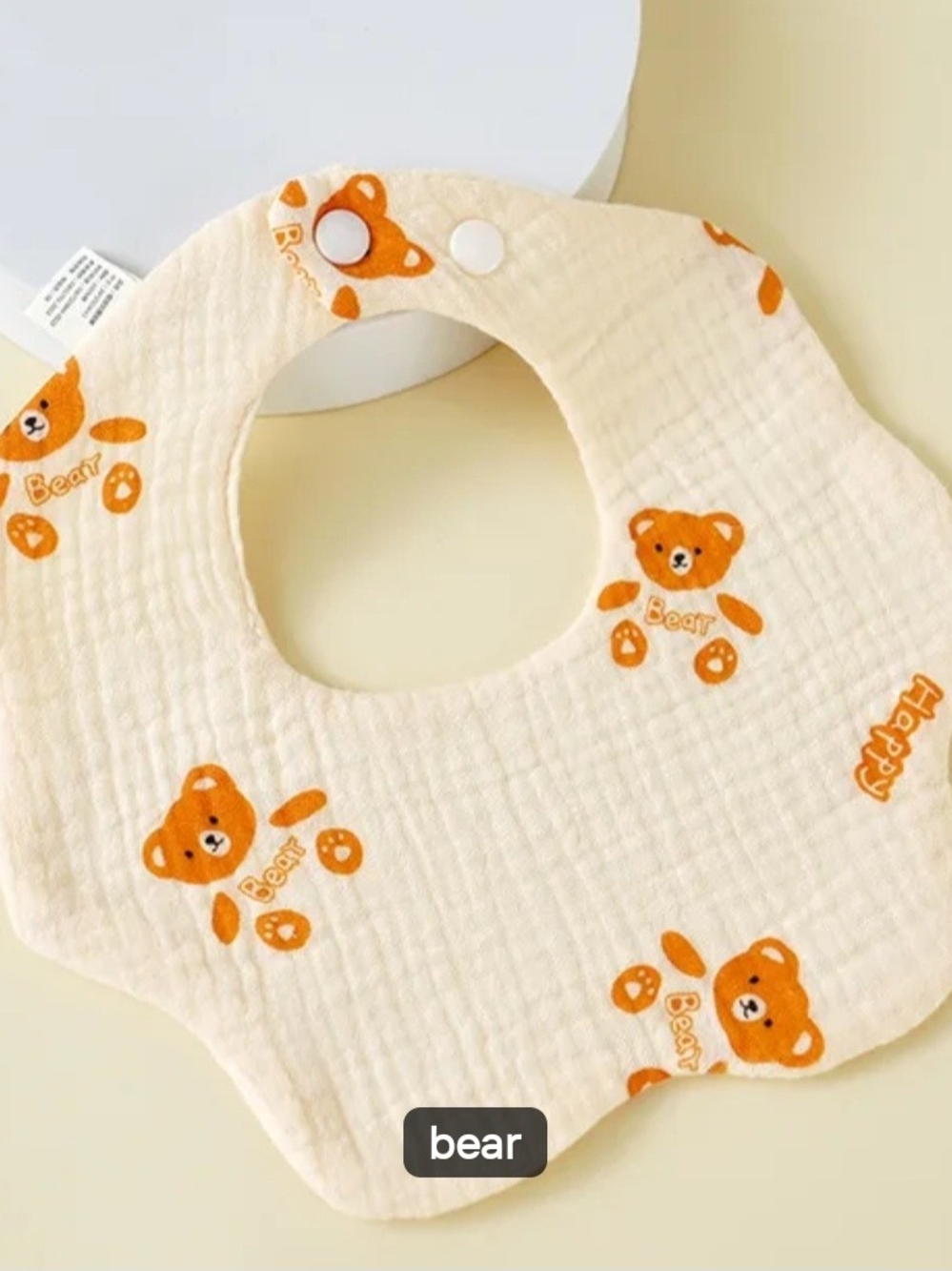 Bibs-3 Pr. Unbranded Cream Teddy Bear Baby Bib - Soft Cotton Muslin NWOT